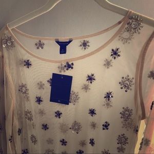 Ann Taylor sheer beaded blouse NWT